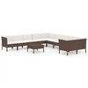 vidaXL Set muebles de jard&iacute;n 11 pzas y cojines rat&aacute;n sint&eacute;tico marr&oacute;n