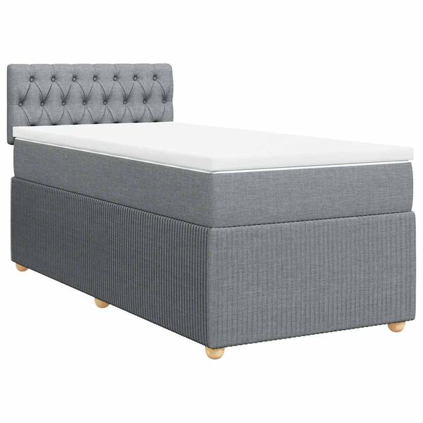 vidaXL Cama box spring con colch&oacute;n tela gris claro 90x190 cm