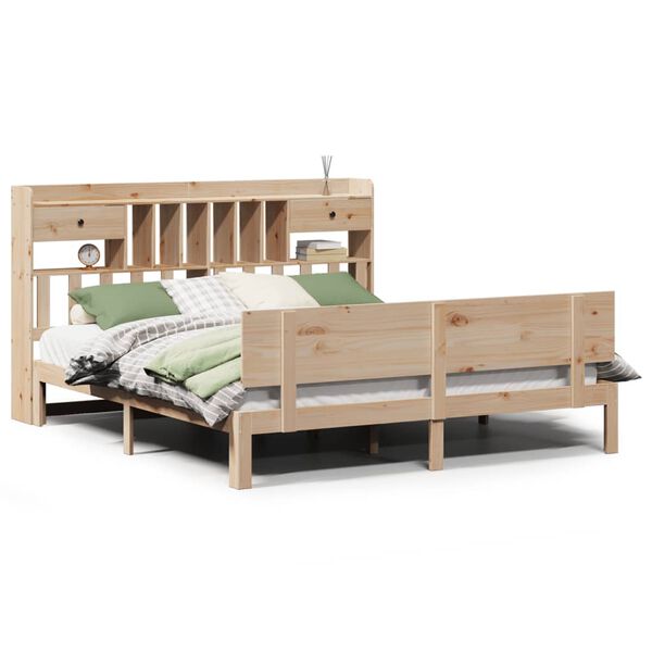 vidaXL Cama con estanter&iacute;a sin colch&oacute;n madera maciza de pino 180x200cm