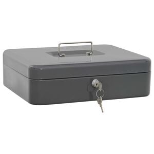 vidaXL Caja de dinero con cerradura Gris oscuro 30 x 24 x 9 cm Acero