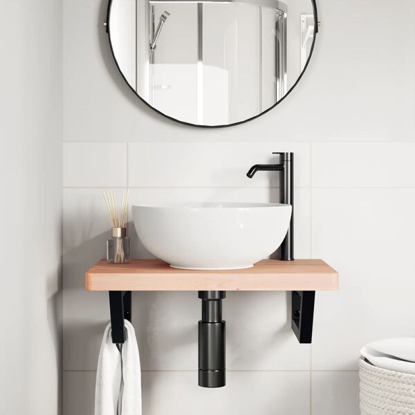vidaXL Estante de lavabo de pared de acero y madera maciza de haya