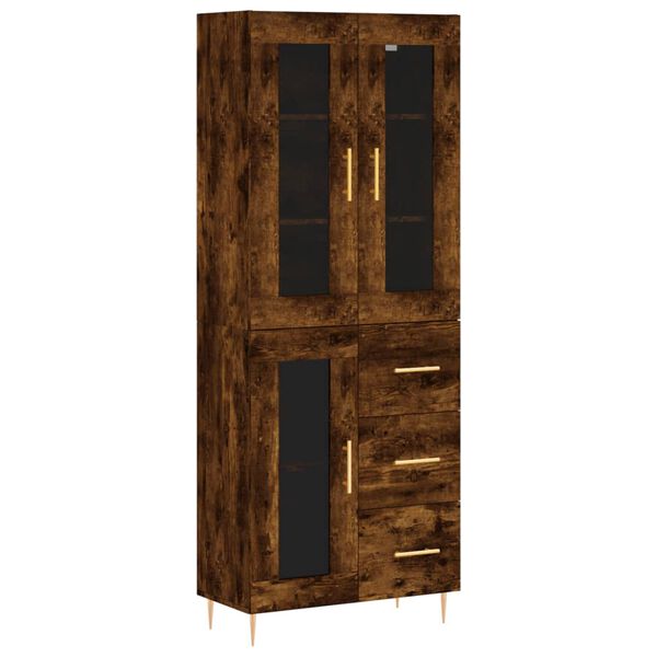 vidaXL Aparador alto madera contrachapada roble ahumado 69,5x34x180 cm