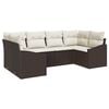 vidaXL Conjunto de sof&aacute;s de jard&iacute;n 6 uds. Marr&oacute;n y crema