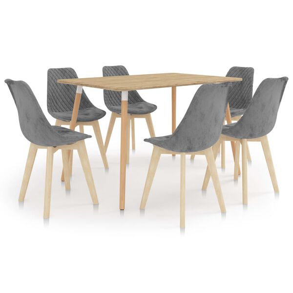 vidaXL Juego de comedor 7 piezas gris