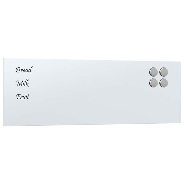 vidaXL Pizarra magn&eacute;tica de pared vidrio templado blanco 60x20 cm