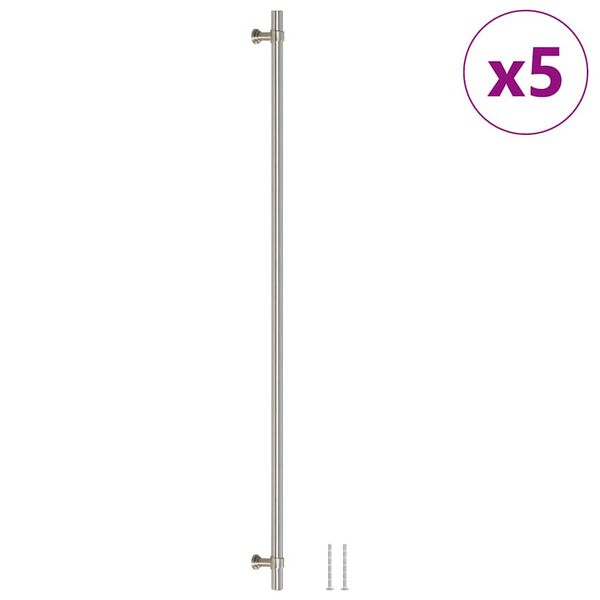 vidaXL Tiradores para armarios 5 uds acero inoxidable plateado 480 mm
