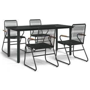 vidaXL Juego de comedor de jard&iacute;n 5 piezas rat&aacute;n PVC negro