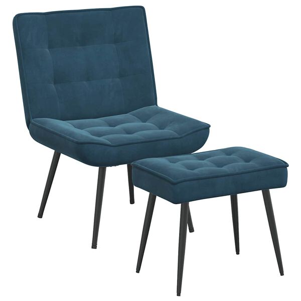 vidaXL Sill&oacute;n de relax con reposapi&eacute;s terciopelo azul