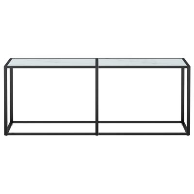 vidaXL Mesa consola vidrio templado mármol blanco 200x35x75,5 cm