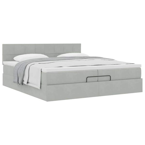 vidaXL Estructura de cama otomana con colch&oacute;n gris claro 200x200 cm