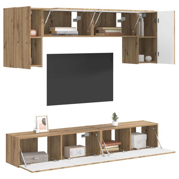 vidaXL Conjunto de mueble de TV 5 pcs Negro Madera de ingenier&iacute;a