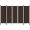 vidaXL Biombo divisor de 5 paneles marr&oacute;n 250x180 cm