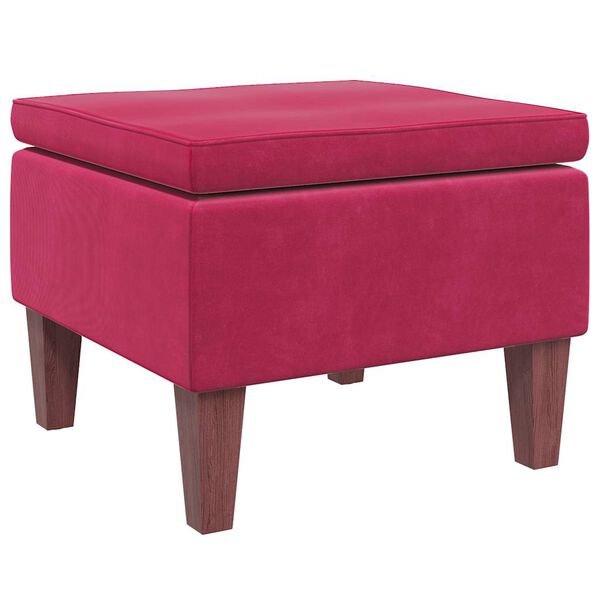vidaXL Taburete con patas de madera terciopelo rojo tinto