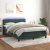 vidaXL Cama box spring colch&oacute;n y LED terciopelo verde oscuro 140x190cm