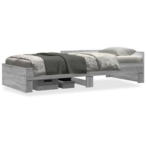 vidaXL Estructura de cama madera de ingenier&iacute;a gris Sonoma 90x200 cm