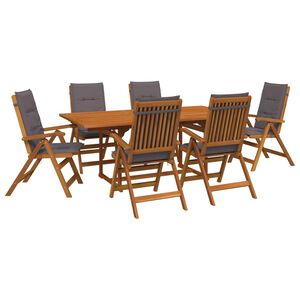 vidaXL Conjunto de comedor exterior con parasol 8 uds. 6 plaza