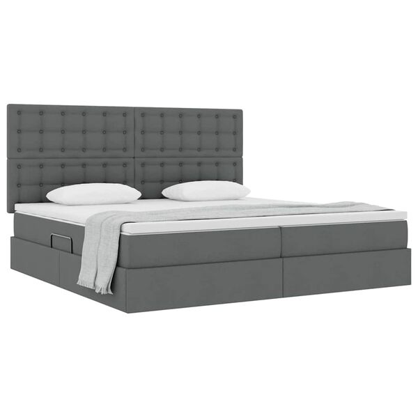vidaXL Cama con almacenamiento y colch&oacute;n Gris oscuro 200 x 200 cm