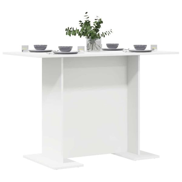 vidaXL Mesa de comedor de madera contrachapada blanco 110x60x75 cm