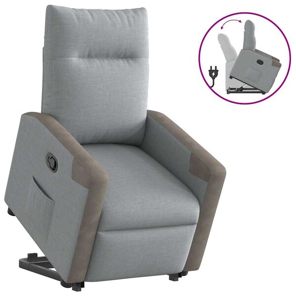 vidaXL Sill&oacute;n reclinable elevable de tela gris claro
