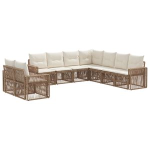 vidaXL Conjunto de sof&aacute;s de jard&iacute;n 9 uds. Beige y blanco crema