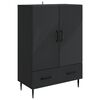 vidaXL Aparador con caj&oacute;n Negro 66 x 34,5 x 95 cm Madera de Ingenier&iacute;a
