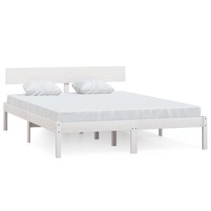 vidaXL Estructura de cama sin colch&oacute;n madera maciza blanco 140x200 cm
