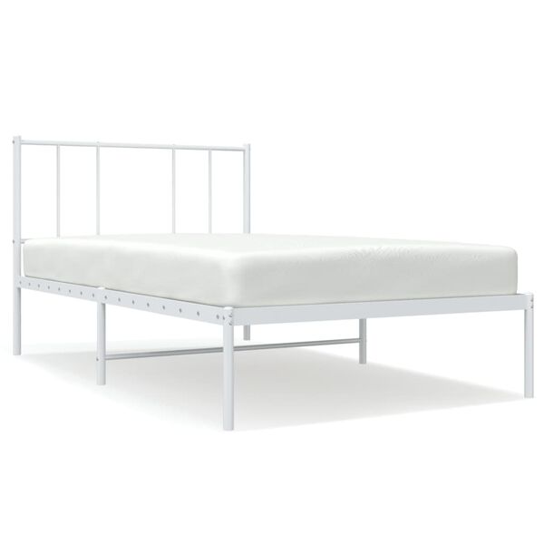 vidaXL Estructura cama sin colch&oacute;n con cabecero metal blanco 100x190cm