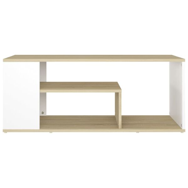 vidaXL Mesa de centro madera contrachapada blanco y roble 100x50x40 cm