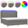 vidaXL Cama box spring colch&oacute;n y luces LED tela gris oscuro 180x200 cm