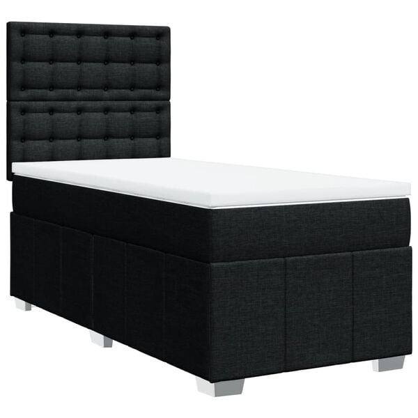 vidaXL Cama box spring con colch&oacute;n tela negro 100x200 cm