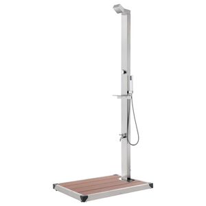 vidaXL Ducha de jard&iacute;n con base marr&oacute;n 225 cm acero inoxidable