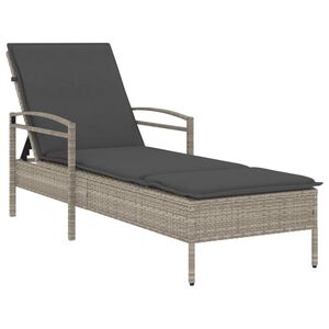 vidaXL Tumbona con coj&iacute;n rat&aacute;n sint&eacute;tico gris claro 63x200x81 cm