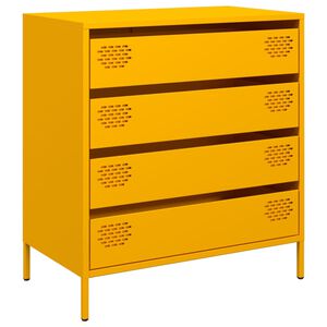 vidaXL Aparador acero laminado en fr&iacute;o amarillo mostaza 68x39x73,5 cm