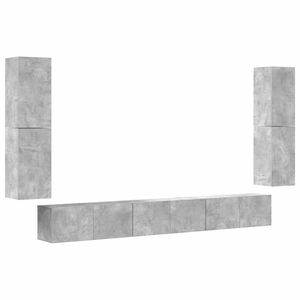 vidaXL Set de muebles de TV 7 pzas madera contrachapada gris hormig&oacute;n