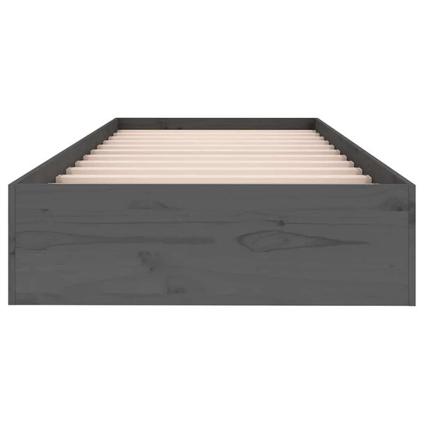 vidaXL Estructura de cama individual sin colch&oacute;n madera gris 75x190 cm