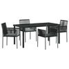 vidaXL Conjunto de Comedor de Jard&iacute;n 5 uds. Negro Rat&aacute;n sint&eacute;tico