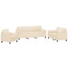 vidaXL Juego de sof&aacute;s con cojines 3 piezas terciopelo crema