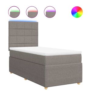 vidaXL Cama box spring con colch&oacute;n tela gris taupe 80x200 cm