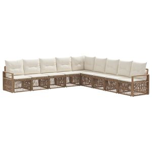 vidaXL Conjunto de sof&aacute;s de jard&iacute;n 9 pcs Beige rat&aacute;n sint&eacute;tico