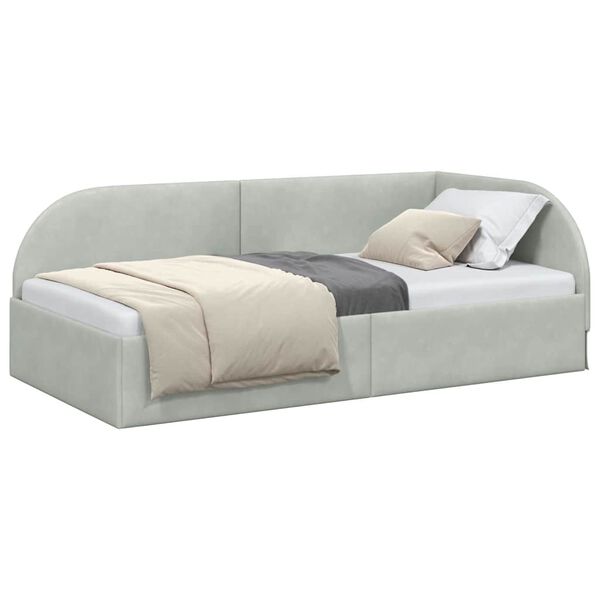 vidaXL Estructura de cama en esquina Gris Claro 90 cm x 200 cm