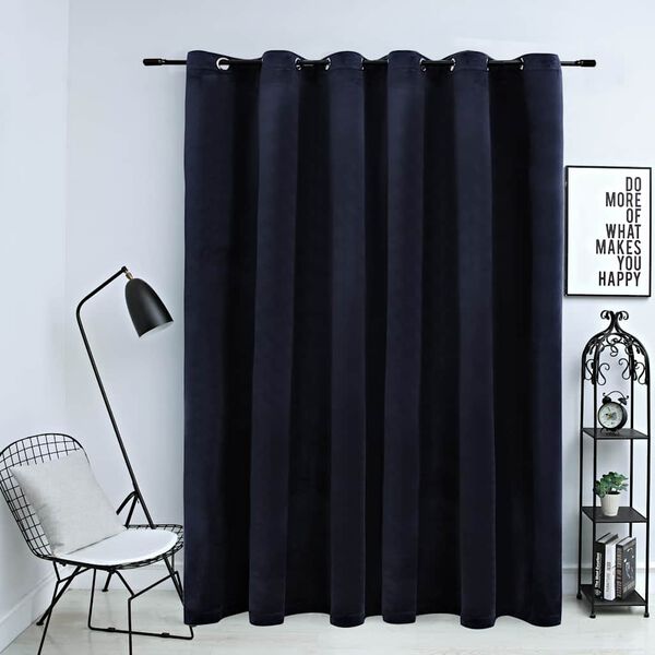 vidaXL Cortina opaca con anillas de metal terciopelo negro 290x245 cm