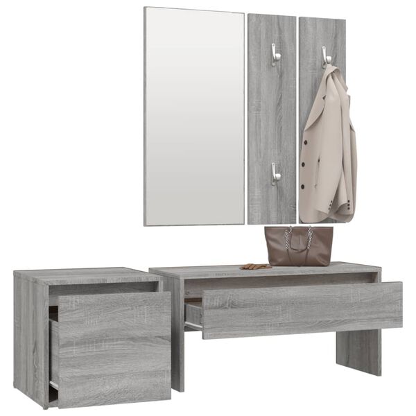 vidaXL Set de muebles de recibidor madera contrachapada gris Sonoma