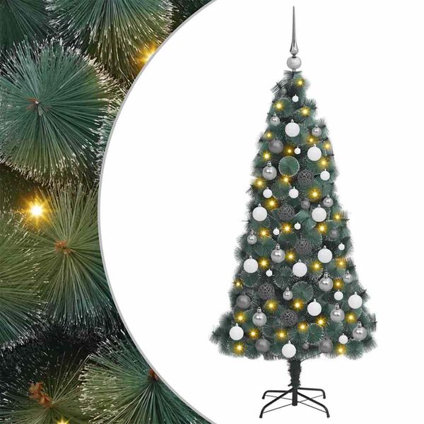 vidaXL &Aacute;rbol de Navidad artificial preiluminado con juego de bolas PET
