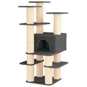 vidaXL &Aacute;rbol para gatos con postes de sisal Gris oscuro 161 cm
