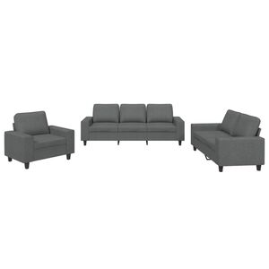 vidaXL Juego de sof&aacute;s 3 piezas tela gris oscuro