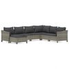 vidaXL Set de muebles de jard&iacute;n 7 pzas y cojines rat&aacute;n sint&eacute;tico gris