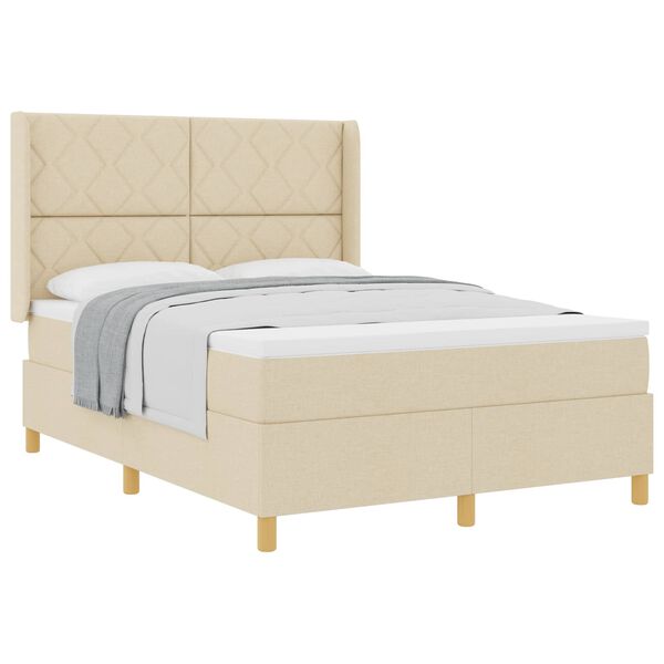 vidaXL Cama tipo Box Spring con colch&oacute;n Crema 160 x 200 cm tela
