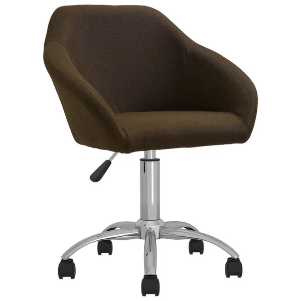 vidaXL Silla de comedor giratoria de tela marr&oacute;n oscuro