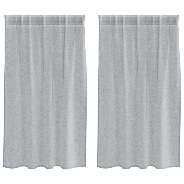 vidaXL Cortina de Voil&eacute; 2 pcs Gris oscuro 140 x 140 cm Poli&eacute;ster