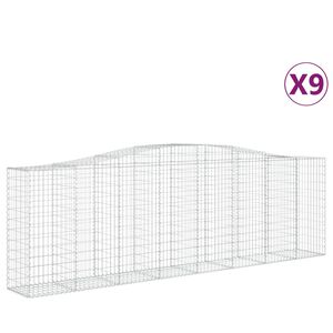 vidaXL Cestas de gaviones 9 uds forma de arco hierro 400x50x120/140 cm